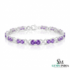 Round Cut Amethyst Infinity Link Bracelet with Diamond Accents