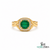 Men’s Emerald Halo Signet Ring - Round Cut Green Emerald Diamond Statement Ring for Him