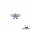 Oval & Round Tanzanite Flower Ring - Statement Ring for Women