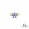 Oval & Round Tanzanite Flower Ring - Statement Ring for Women