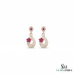 Pear Ruby Floral Drop Earrings With Diamond – Elegant Fine Jewelry For Her