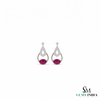 Elegant Oval Ruby & Diamond Teardrop Dangle Earrings - Statement Jewelry For Her