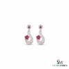 Pear Ruby Floral Drop Earrings With Diamond – Elegant Fine Jewelry For Her