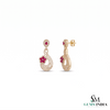 Pear Ruby Floral Drop Earrings With Diamond – Elegant Fine Jewelry For Her