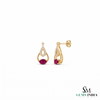 Elegant Oval Ruby & Diamond Teardrop Dangle Earrings - Statement Jewelry For Her