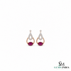 Elegant Oval Ruby & Diamond Teardrop Dangle Earrings - Statement Jewelry For Her