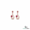 Pear Ruby Floral Drop Earrings With Diamond – Elegant Fine Jewelry For Her