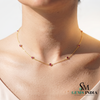 Minimalist Round Ruby Station Necklace - Anniversary Gift for Her