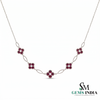 Round Natural Ruby Flower Blossom Necklace - Luxury Gift For Her