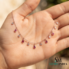 Pear Cut Ruby & Round Diamond Dangle Station Necklace - July Birthstone Jewelry