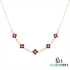 Round Natural Ruby Flower Blossom Necklace - Luxury Gift For Her