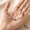Ruby Red Oval Gemstone & Diamond Accent Wave Necklace for Women