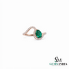 Pear Cut Emerald and Diamond Infinity Wave Ring - Promise ring for her