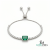 Emerald-Cut Emerald & Diamond Adjustable Tennis Bracelet - Fine Emerald Jewelry Gift