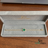 Diamond Tennis Bracelet with Emerald cut Emerald Center Stone - Gift for Her