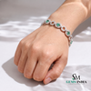 Emerald & Diamond Halo Link Bracelet - Green Gemstone Bracelet