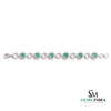 Emerald & Diamond Halo Link Bracelet - Green Gemstone Bracelet