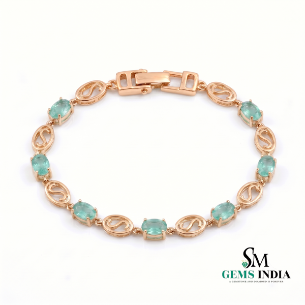 Oval Natural Emerald Bracelet - Elegant Green Gemstone Jewelry