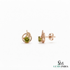 Natural Round Peridot Leaf Stud Earrings - Minimalist Fine Jewelry Gift for Women