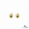 Natural Round Peridot Leaf Stud Earrings - Minimalist Fine Jewelry Gift for Women