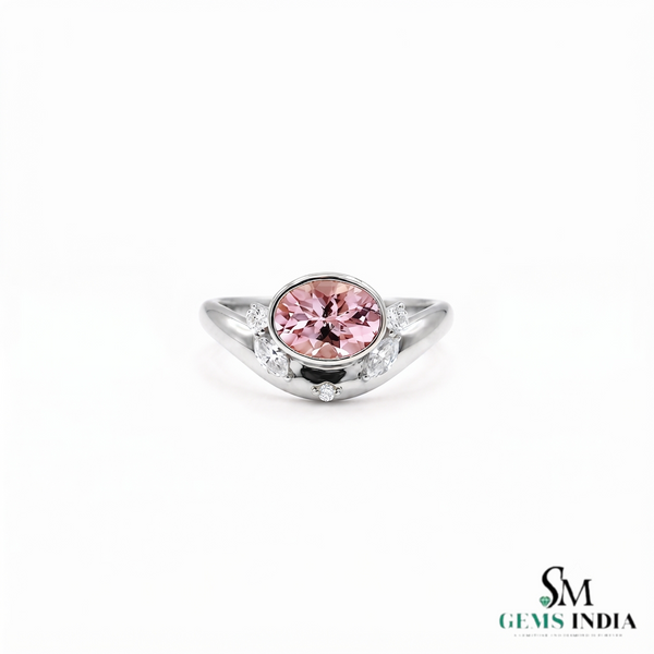 Oval Morganite & Diamond Accent Statement Ring - Pink Gemstone Fine Jewelry