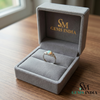 Round Opal Solitaire Ring with Diamond Side Stones - Fine Jewelry Gift