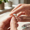 Round Opal Solitaire Ring with Diamond Side Stones - Fine Jewelry Gift