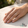 Round Opal & Diamond Engagement Ring - Dainty Opal Promise Ring