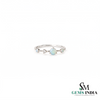 Round Opal & Diamond Engagement Ring - Dainty Opal Promise Ring