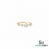 Round Opal & Diamond Engagement Ring - Dainty Opal Promise Ring