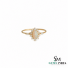 Oval Opal Halo Ring with Diamond - Promise Ring for Women Accents