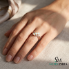 Opal Three Stone Twist Ring with Diamond Accent Band - Engagement Ring For Her