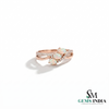 Opal Three Stone Twist Ring with Diamond Accent Band - Engagement Ring For Her