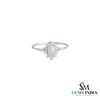 Oval Opal Halo Ring with Diamond - Promise Ring for Women Accents