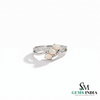 Opal Three Stone Twist Ring with Diamond Accent Band - Engagement Ring For Her