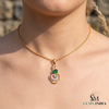 Natural Oval Emerald Floral Pendant With Diamond Accent Swirl - Elegant Gift for Her