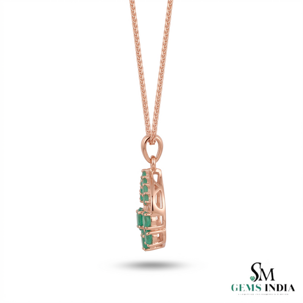 Oval and Round Natural Emerald Teardrop Pendant - Fine Jewelry Gift for Women