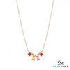 Baguette & Princess Cut Multi Sapphire Rainbow Charm Necklace - Everyday Jewelry