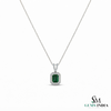 Emerald Cut Emerald & Pear Two Stone Pendant Necklace - Minimalist Gold Necklace (Copy)