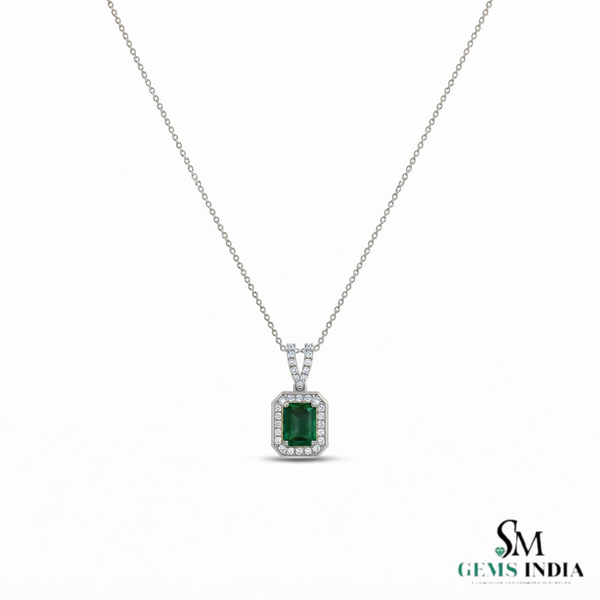 Emerald Cut Emerald & Pear Two Stone Pendant Necklace - Minimalist Gold Necklace (Copy)