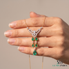 Pear Emerald Drop Pendant Necklace with Diamond Accents - Vintage Statement Jewelry