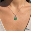 Oval and Round Natural Emerald Teardrop Pendant - Fine Jewelry Gift for Women