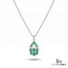 Oval and Round Natural Emerald Teardrop Pendant - Fine Jewelry Gift for Women