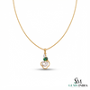 Natural Oval Emerald Floral Pendant With Diamond Accent Swirl - Elegant Gift for Her