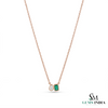 Emerald Cut Emerald & Pear Two Stone Pendant Necklace - Minimalist Gold Necklace