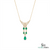 Pear Emerald Drop Pendant Necklace with Diamond Accents - Vintage Statement Jewelry