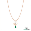 Natural Pear Shape Emerald Infinity Pendant With Diamond Accent - Green Gemstone Jewelry