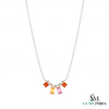 Baguette & Princess Cut Multi Sapphire Rainbow Charm Necklace - Everyday Jewelry