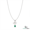 Natural Pear Shape Emerald Infinity Pendant With Diamond Accent - Green Gemstone Jewelry