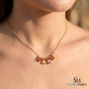 Baguette & Princess Cut Multi Sapphire Rainbow Charm Necklace - Everyday Jewelry